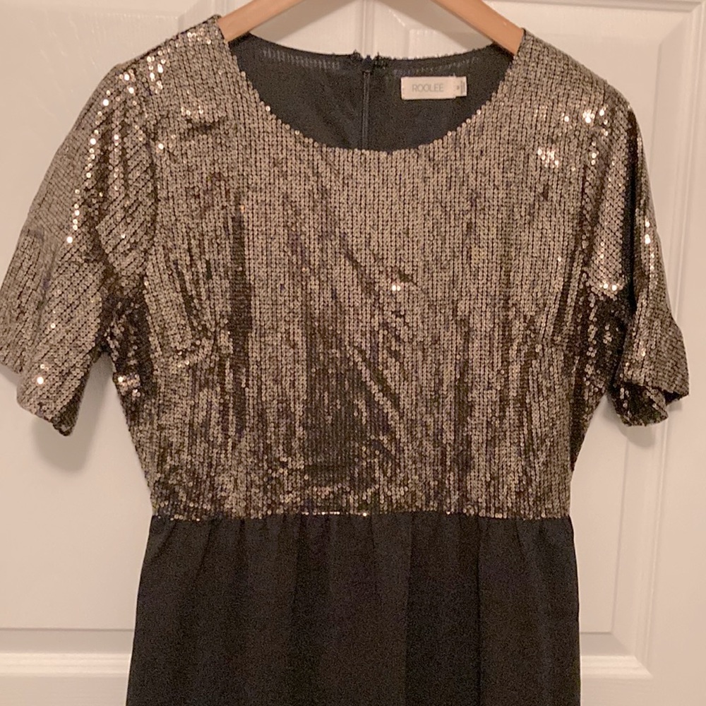 sequin dress women roolee gold black